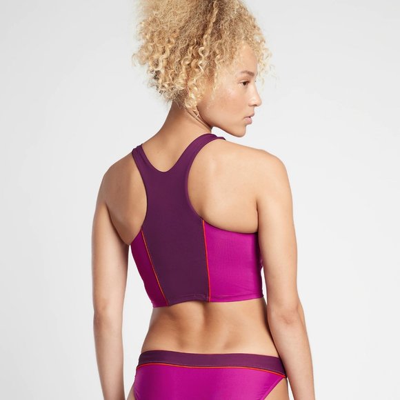 Athleta Colorblock Crop Bikini Top D-DD size M Velvet Plum - Picture 3 of 3